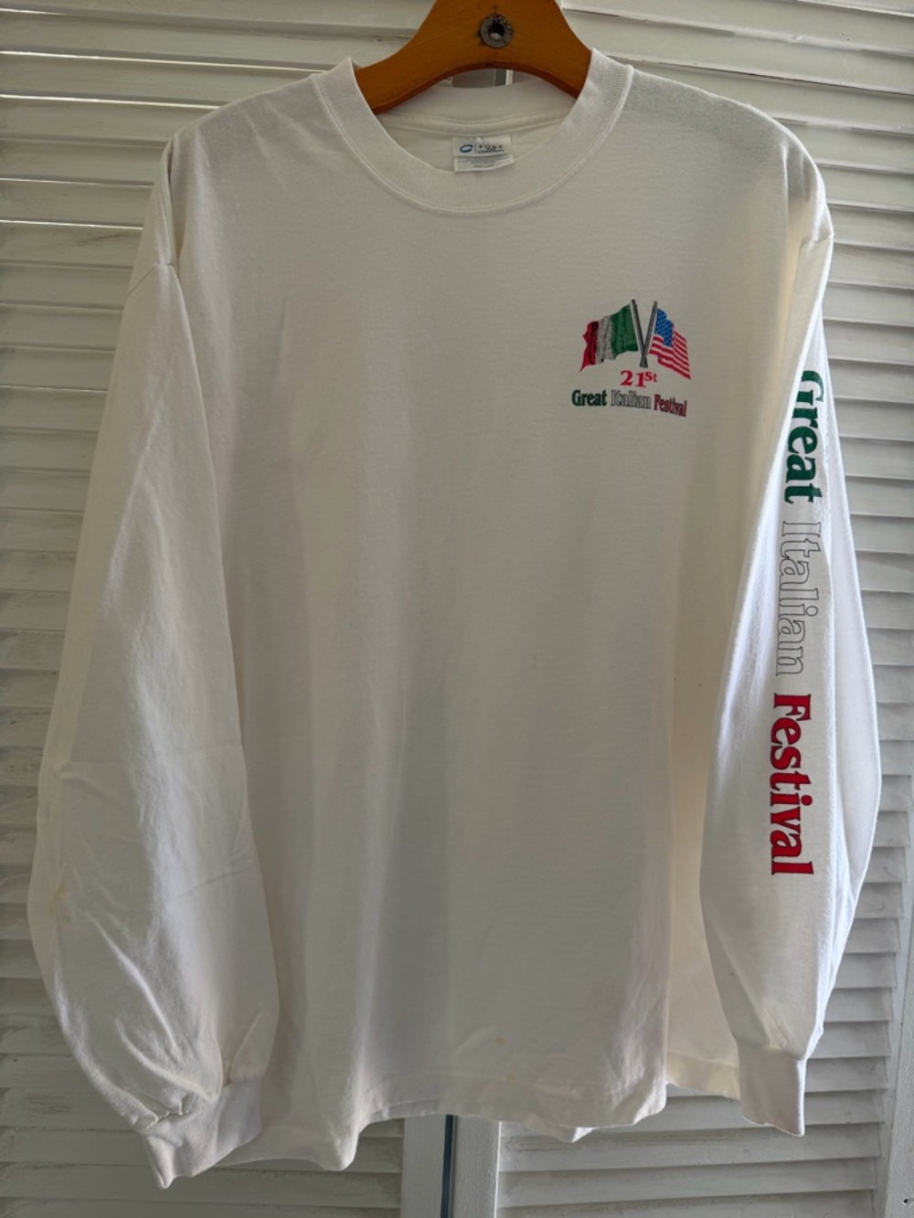 Great Italian Festival Long Sleeve Shirt White Graphic Size L